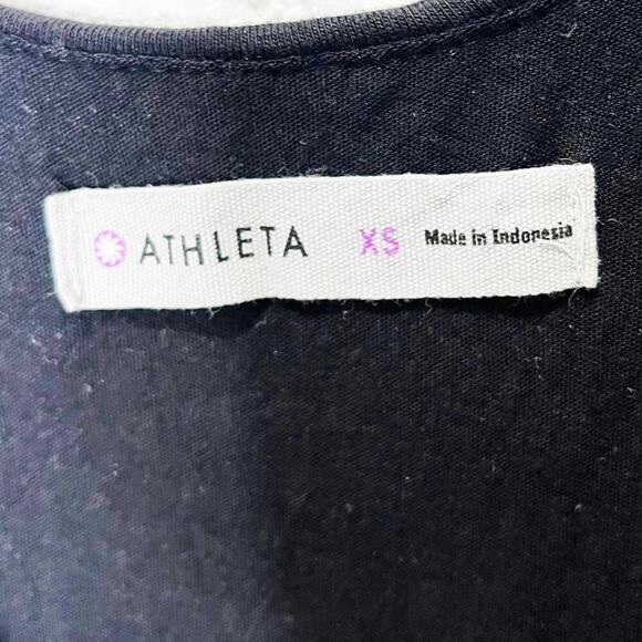 Athleta Comeback Tank Midi Dress Black Ruched Pima Cotton Fitted Minimalist - Picture 9 of 10